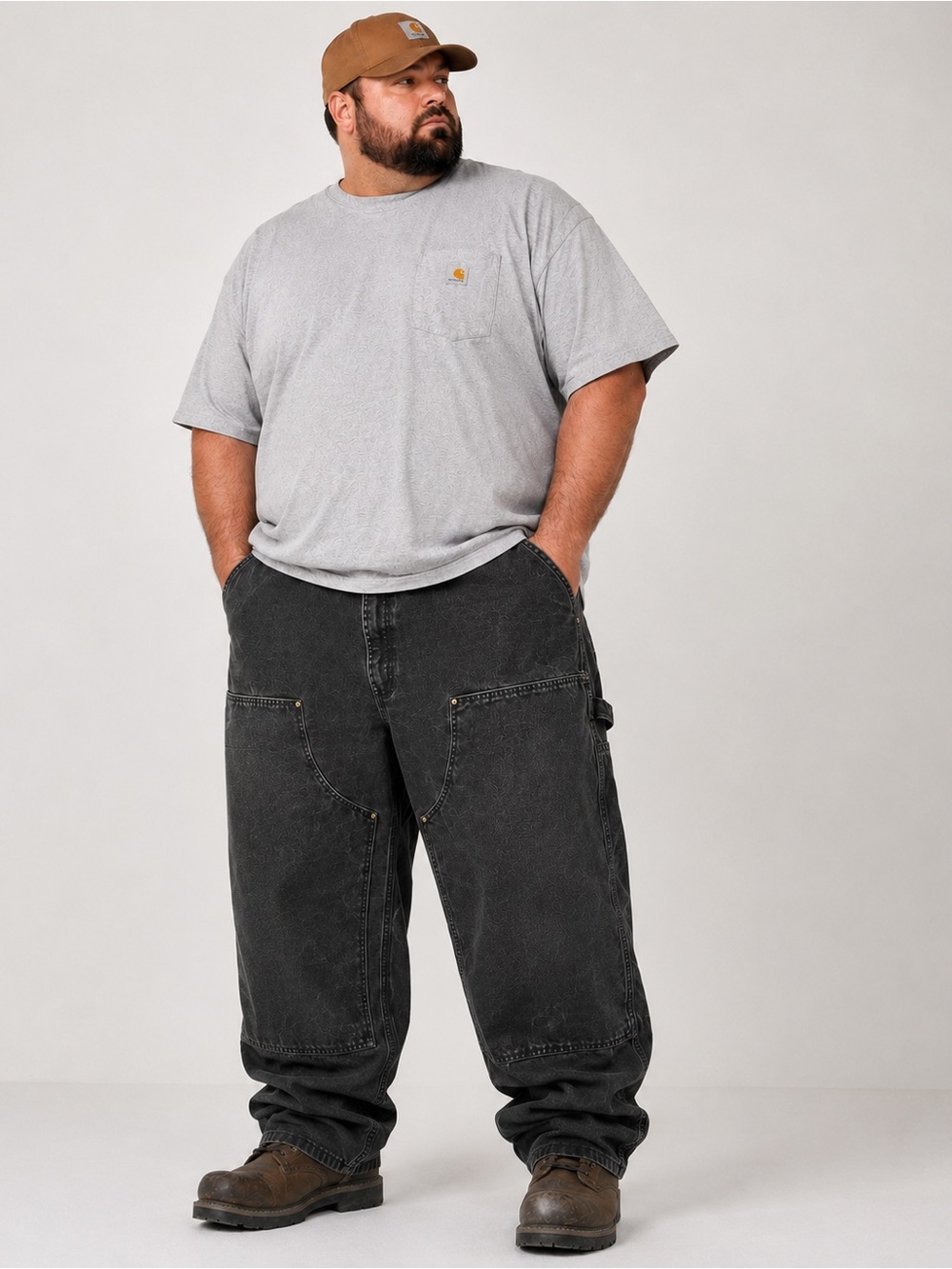 Vintage Carhartt B01 BLK 48x32 USA Double Knee Duck Work Pants Distressed Black